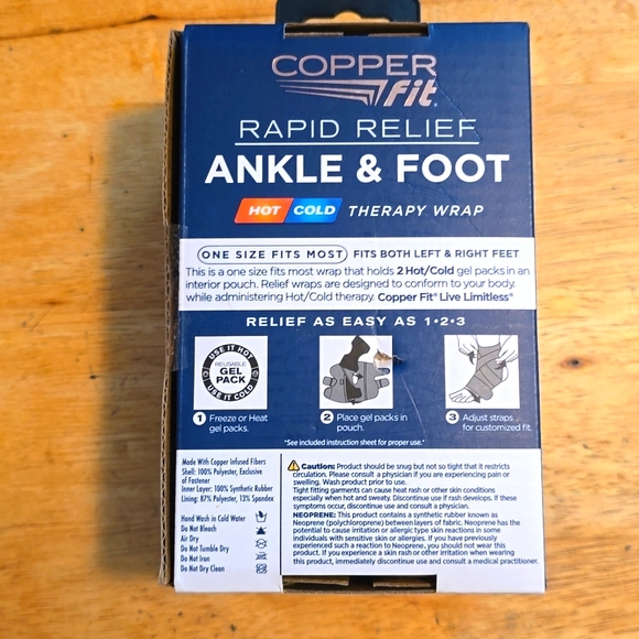 Copper Fit Rapid Relief  Ankle & Foot Wrap with Hot/Cold Pack - Picture 4 of 9